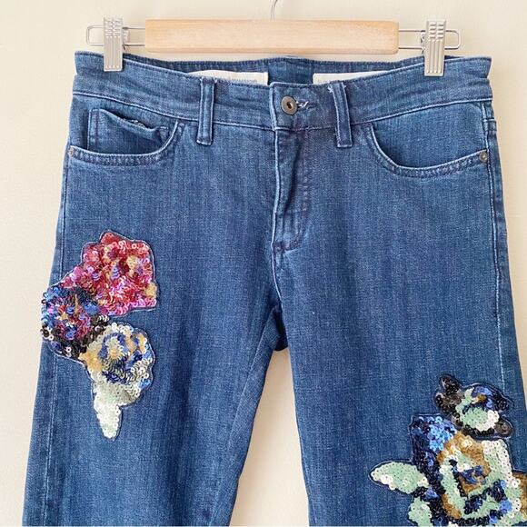 Pilcro & The Letterpress | Slim Boyfriend Sequin Patch Jeans Size 24 Petite - Picture 3 of 8